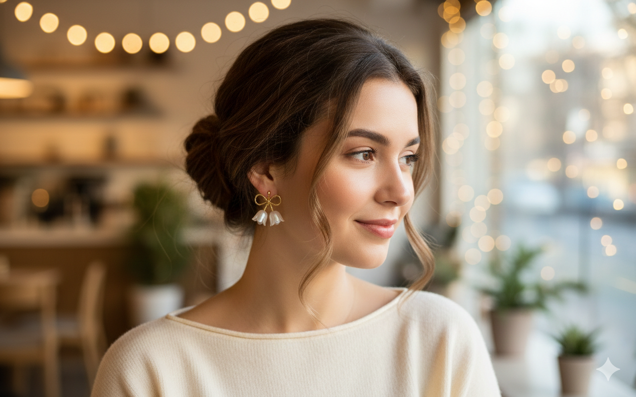 Lily of the Valley Pearlescent Drop Earrings