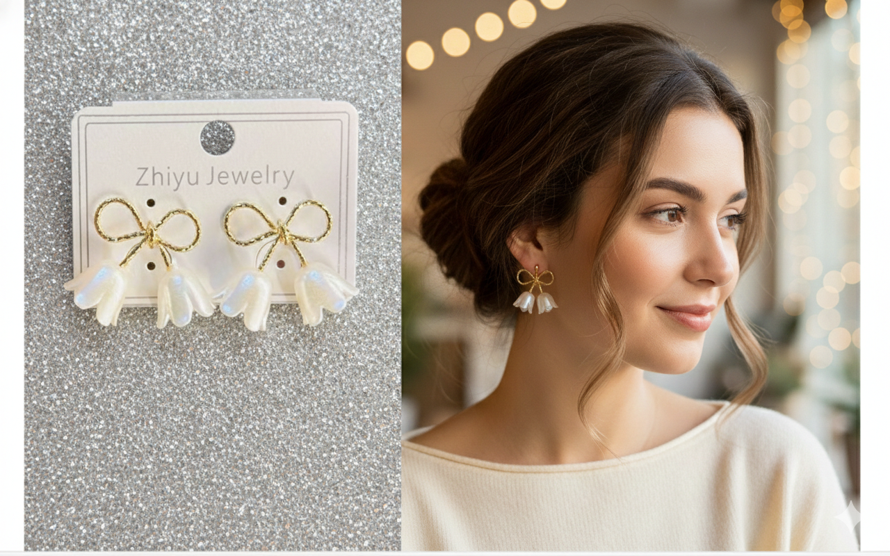 Lily of the Valley Pearlescent Drop Earrings