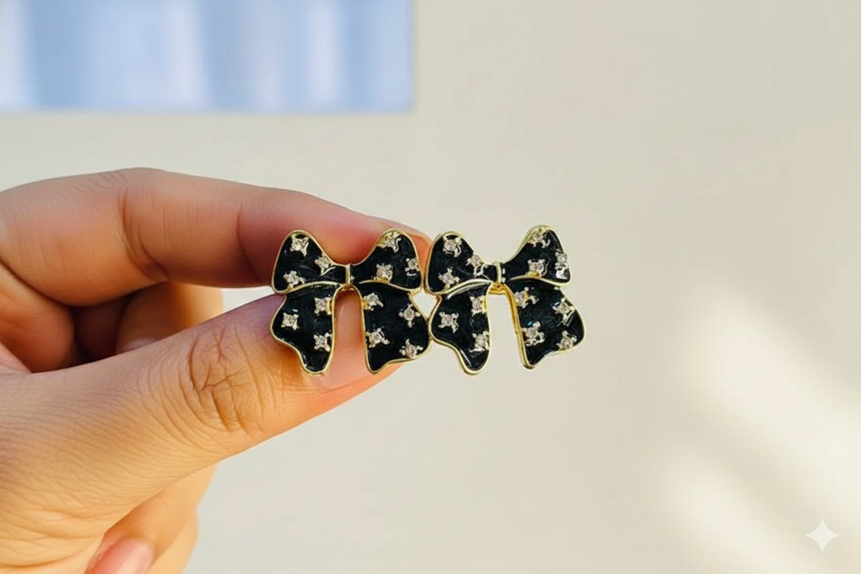 The Midnight Velvet Bow Studs