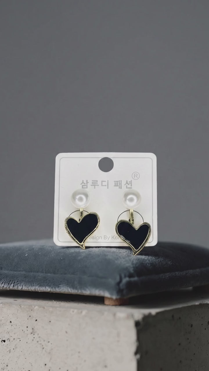Black Heart & Pearl Earring Jackets | Under ₹99 – Radiant Rani