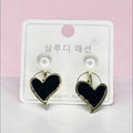 Black heart and pearl earring jackets - Radiant Rani